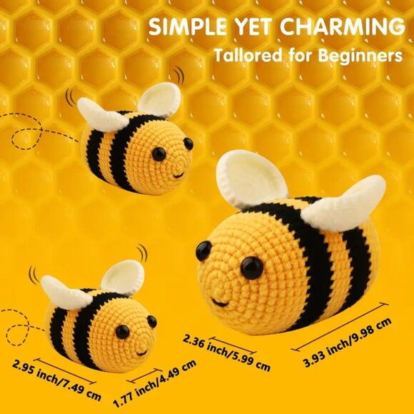Cute Bee Crochet Kit With Step By Step Video Instruction - Picture 2 of 5